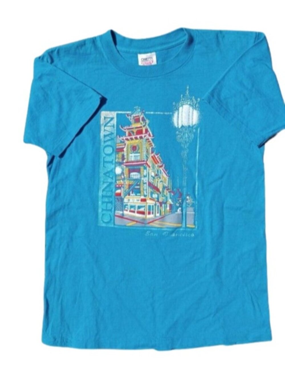 Chinatown San Francisco Downtown T Shirt Single Stitch Keen Scenes L Blue VTG